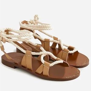J Crew rope leather lace-up sandals in light caramel